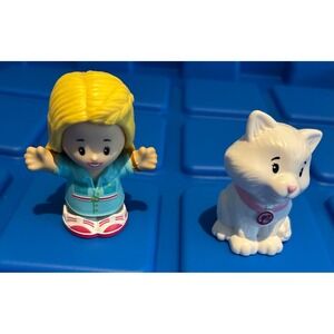 Fisher Price Little People Barbie and White Cat Kitten Figures 2022 Mattel Toy